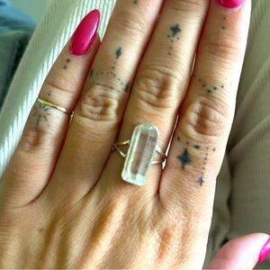 Sterling Silver Raw Clear Quartz Ring